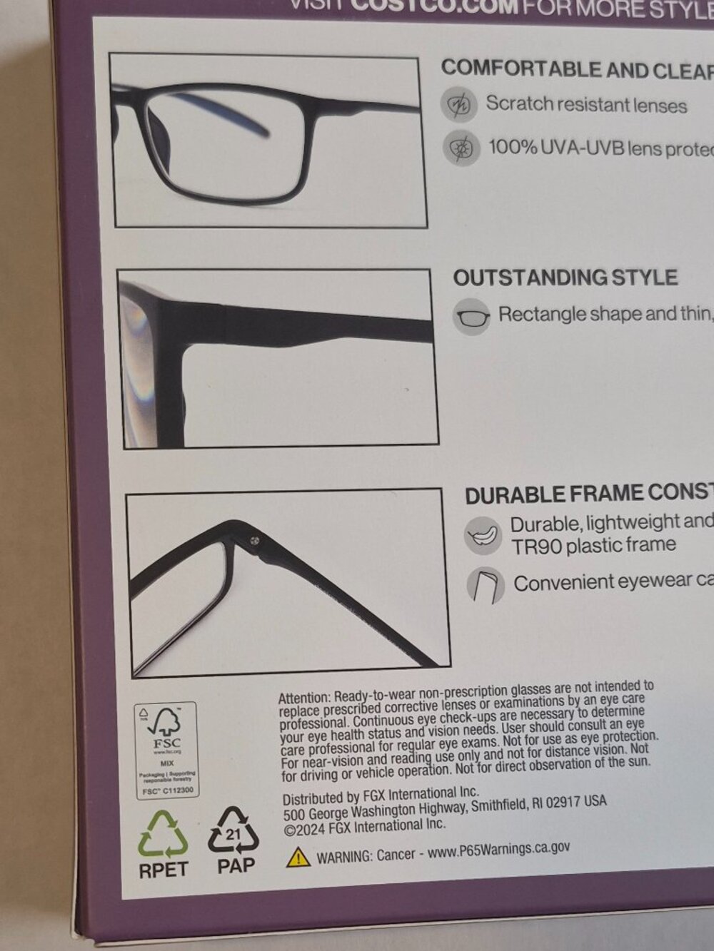 Design Optics by Foster Grant Classic Reading Glasses+ Case, 3 Pk +1.50 Style C - Picture 3 of 3